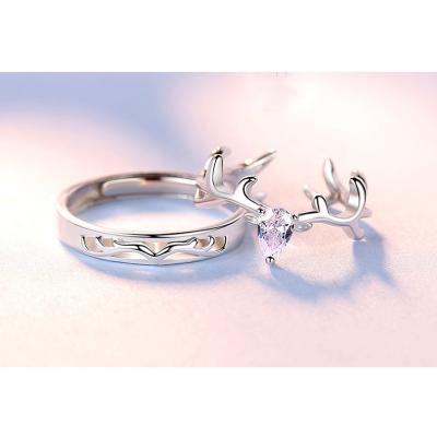 China FASHIONABLE One Deer Love You To Couple Simple Ring Copper Silver Fashion Rings Men Women Birthday Gift for sale