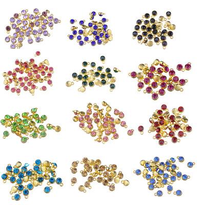 China 30pcs CLASSIC Gold 10*7mm Birthstone 10*7mm Loose Zircon Rhinestone Stone Beads Charms Necklace Jewelry Craft Making for sale