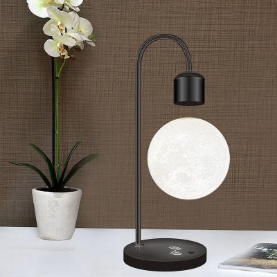 China Modern Creative Luxury Wooden Levit Night Light 3D Printing LED Base Magnetic Floating Levitating Moon Light for sale