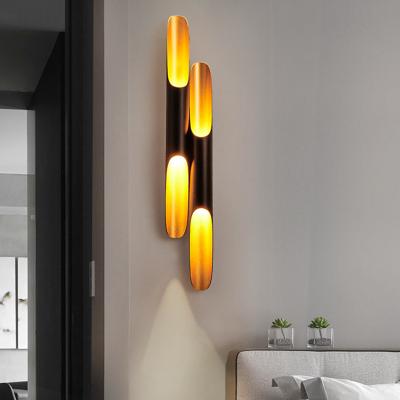 China Nodic modern and modern indoor decorative wall lamps long shape hotel bamboo bedside dowm lamp for sale