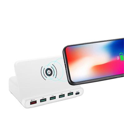 China Mobile Phone Fast Charge QC3.0 Usb Charger 6 Ports Wireless Charging Station For Multiple Devices for sale