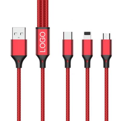 China Other Nylon Braided Multiple Heads Cheap USB Cable Mobile Phone Charger 3 in 1 USB Cable with 3 Heads for sale