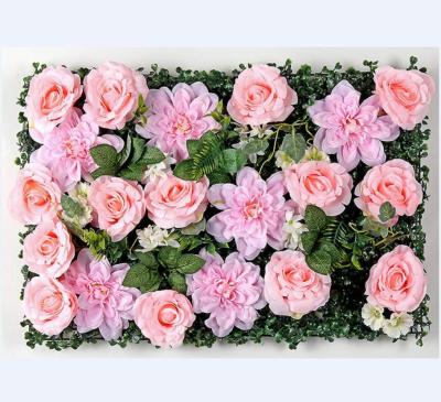 China Wall Flower For Decor Customized Colorful Pink Artificial Flowers Wall Panels For Backdrop Decor for sale