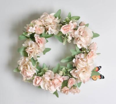 China Artificial Wreath For Wall Silk Flower Wedding Decor Door Garland Decor 40cm Hydrangea Hanging Ornaments for sale