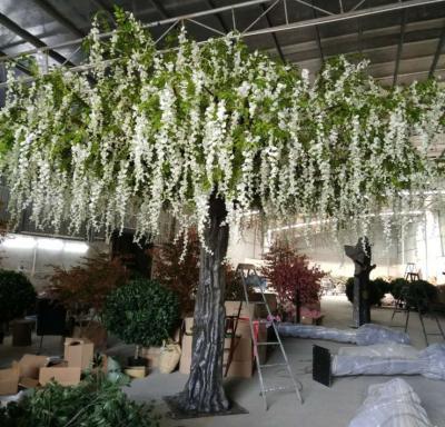 China Wisteria Tree For Decor 4m Height 5m Width Large Large Flower Tree Artificial Wisteria Tree With White Flower For Restaurant Home Decor for sale