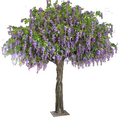 China Cheap Purple Artificial Tree Wisteria Tree 3m Made in Decor 10ft Tall Fiberglass Wisteria Plant for Indoor Outdoor Decor for sale