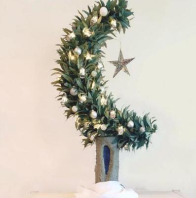 China Fake Plant For Decor 60cm Fashion 2feet Design Moon Best Selling Artificial Christmas Tree With Olive Leaves For Festival for sale