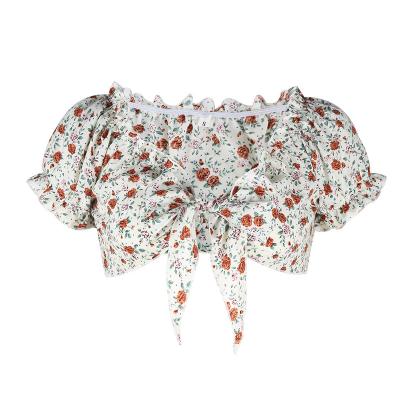 China New CUBEAR Girls Summer Anti-Shrink Floral V-Neckline Printed Sexy Top for sale