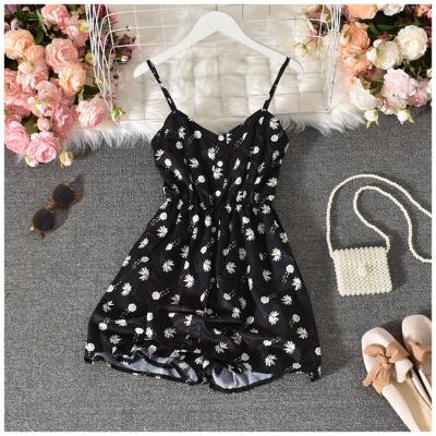 China CUBEAR floral bridle overalls high waist new summer v-neck halter female thin chiffon QUICK DRY shorts pants for sale