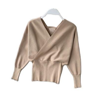 China CUBEAR DK00032 Breathable Korean Style Big V-Neck Bat Wings Sheath Slim Waist Women Sweater Knitted Clothes for sale