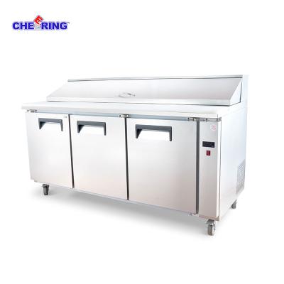 China Stainless Or Glass Commercial Catering Equipment Pizza Toping Prep Table Top Freezer for sale