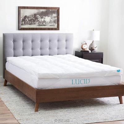 China Factory Supply Modern OEM Customized Hotel Hollow Mattress Microfiber Fabric 6D Topper Fiber Pad With 4 Corners Elastic Straps/Bands for sale