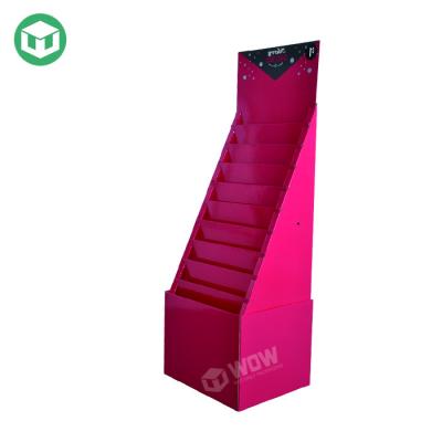 China 100% green & Hot Sale Customized Recyclable Cardboard Material Magazines Floor Display Rack For Bookstore Cardboard Book Display for sale