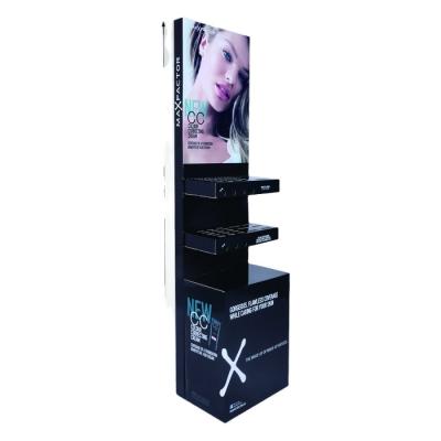 China 100% green & Recyclable Material Recyclable Cosmetic Corrugated Display Rack Cardboard Paper Floor Display For Makeup Products for sale