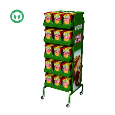 China Low Power Retail Floor Standing Promotion Walmart Metal POP Display Rack Potato Chips Display Wire Rack for sale