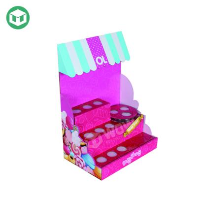 China 100% green & Customized Recyclable Material Makeup Display Stand Cosmetic Countertop Product Lipstick Eyelash Makeup Display Stand for sale