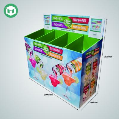 China 100% green & Recyclable Bin Material Recyclable Custom Paper Display For Drinks POP Cardboard Display Canned Drinks Stand Up Paper Display For Beverage for sale