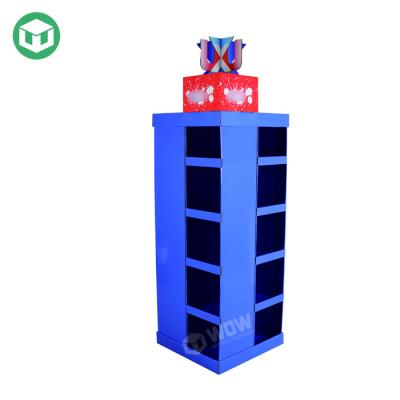 China 100% green & New Customized Popular Design Material Recyclable Cardboard Clothing Floor Display Rack Cardboard T-shirt Pallet Rack For Store for sale