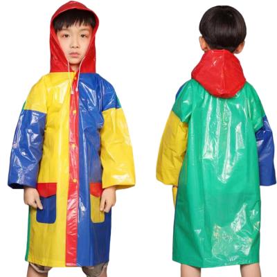 China Bachelorette Raincoat Kids Raincoat Kids Clothing Color Stitching Poncho Hooded With Pockets Hot Sale 2021 for sale