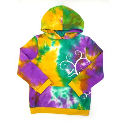 China Unique design boys autumn spring anti-pilling sleeve hooded long tie dyed pullover sweat for sale