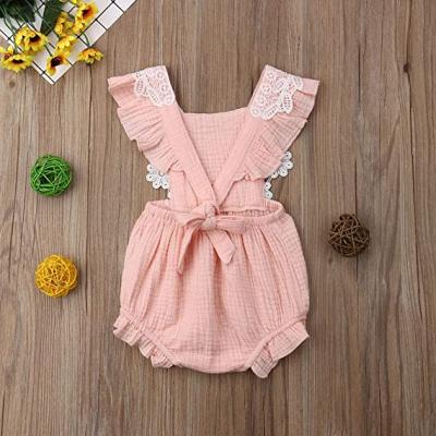 China Breathable Cute Infant Newborn Baby Lace Ruffle Romper Jumpsuit Jumpsuit Summer Outfits Clothes for sale