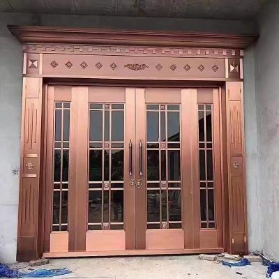 China Anti-theft Custom Security Stainless Steel-Copper Door and Design Glass Entry Steel Doors Design Front Entry Door for sale