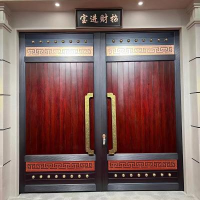 China Modern Good Quality Outdoor Sample Aluminum Base Track Design For Villa Front Door Models Double Street Door Support Custom for sale