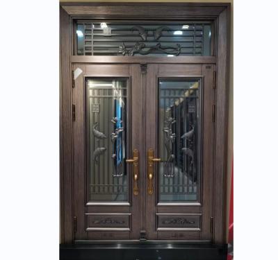 China Wholesale Waterproof Villa Front Doors For Homes Designs Metal Restaurant Entrance Double Doors Zinc Alloy OEM for sale