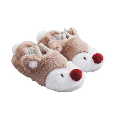 China CUSHIONING Winter Christmas Small Fleece Xmas Non-slip Deer Women's Warm Bag With Cute Cotton Slippers Home Slippers for sale