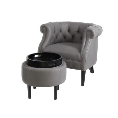 China Wholesale Modern Removable Cover Design Relax Furniture Living Room Accent Chair Gray With Stool for sale