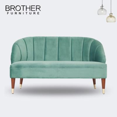 China Fabric+Rubber wood+Golden foot set green loveseats high quality living room sectionals sofas modern loveseat fabric luxury for sale