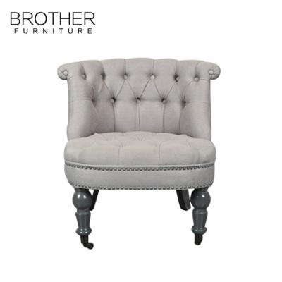 China Wholesale Wood Upholstery Luxury Nordic Gray Indoor Home Armless Modern Fabric+Rubber Fabric Living Room Furniture Armchair for sale