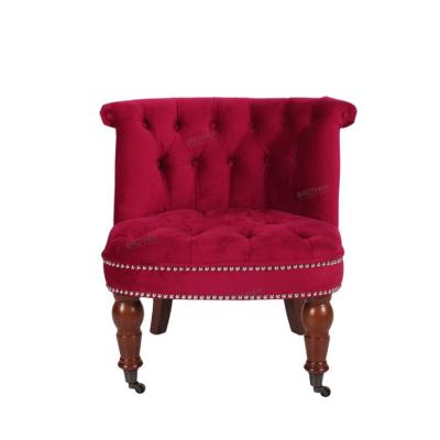 China Fabric+birch wood leg luxury modern red side chairs for living room furniture modern chair with back tufting for sale