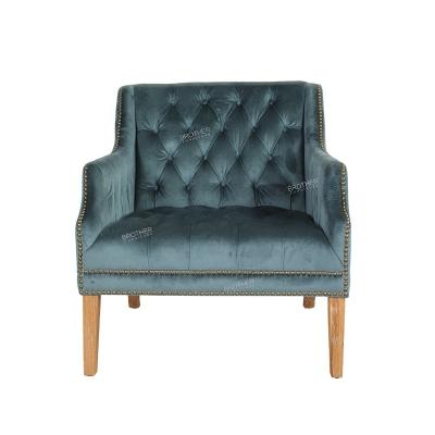 China Nordic Blue Velvet Armchairs Blue Velvet Genoa 600 Luxury Upholstered Living Room Leisure Chair Modern Furniture for sale