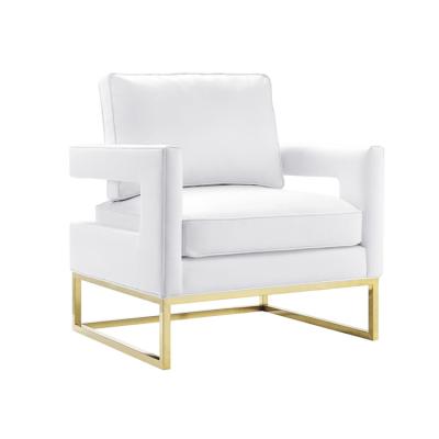 China Custom Wholesale Modern White/Velvet /Luxury Accent Chair Furniture Gold Stainless Steel Velvet Armchair for sale