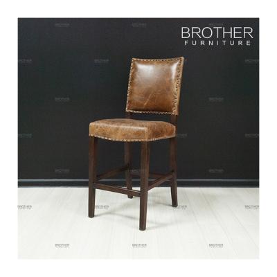 China Eco-Friendly Bar Stools And Strong /Steady Wholesale Restaurant Dining Chair Sets For Brown Vintage Leather Bar Chair for sale