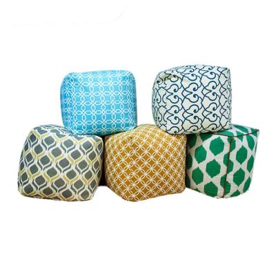 China Convertible Modern Soft Cozy Ball Square Fancy Furniture Ottoman Style Colorful Stretching Pouf Gray Pouffe Fabric+Foam For Bedroom for sale