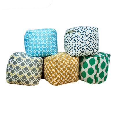 China Convertible Living Room Furniture Embroidered Fabric Square Poufs Stools Floor Cushions for sale