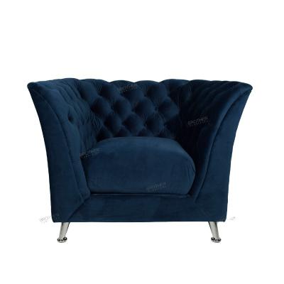 China Storage Navy Blue Velvet Accent Chairs Furniture Wing High Back Chair for sale