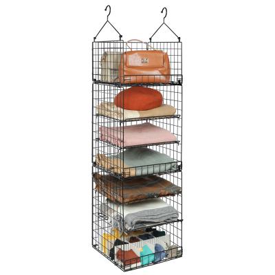 China 7 Tier Closet Organizers and Viable Separable Adjustable Foldable Storage Baskets, Hanging Clothes Shelves with 7 Adjustable Dividers for sale