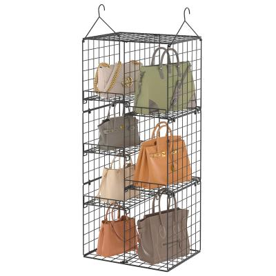 China Hanging Bathroom Handbag Purse Organizer for Closet, Purse Storage Rack with 5 Adjustable Shelves, Closet Organizers and Storage for sale