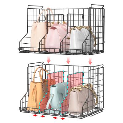 China Viable Adjustable Dividers Closet Purse Bag Organizer: Stackable Wire Purses Storage Baskets - Wallets Tote Chain Bags Clutches for sale