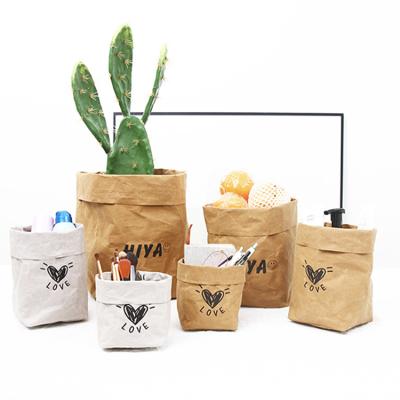 China Recycled Materials Custom Fruit Vegetables Kraft Paper Package Washable Medium Large Large Thick Bag for sale