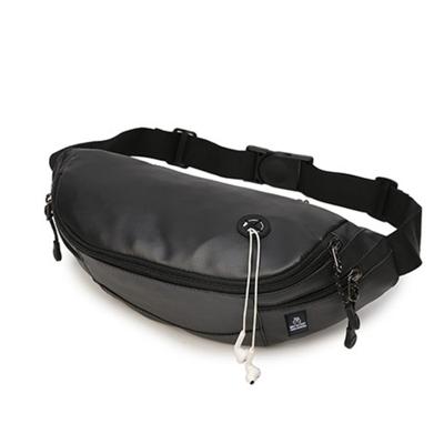 China Water Proof Designer Black PU Leather Waist Bag For Men Shoulder Fanny Pack for sale