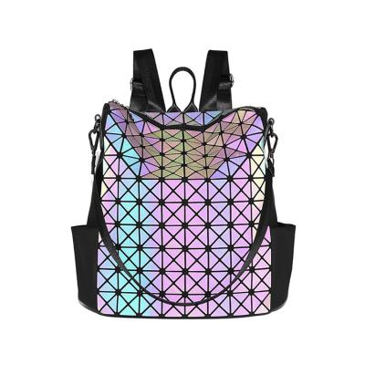 China Waterproof Custom Holographic Backpack Fashion Large Capacity Reflective Leather Backpack for sale