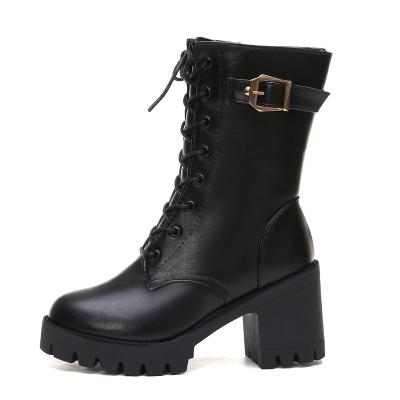 China Anti-Smell Women Winter Cowboy Boots Chunky High Heel Boots Ladies Warm Shoes for sale