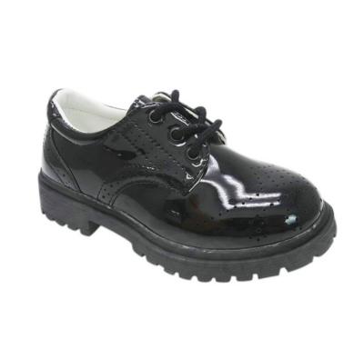 China Anti-Smell Children Genuine Leather School Boys Shoes Fashion Boys Lace Up School Shoes Black for sale