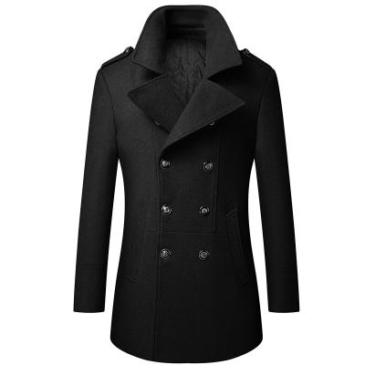 China Breathable man outwear long trench coat polyester fabric winter sweater fleece jacket wool long winter fashion coats for men for sale