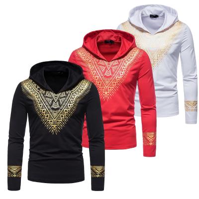 China African Custom Fashion Men's Tracksuits Men's Clothing Anti-pilling Men's Clothing Hoodie Gold Print Sweatshirt Long Sleeve Hoodie for sale