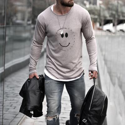 China 2021 Men's Polyester Long Sleeve Print Sports Shirt Fashion Round Neck T-shirt Man Gym Tracksuit QUICK DRY Comfortable Men Long Sleeve for sale